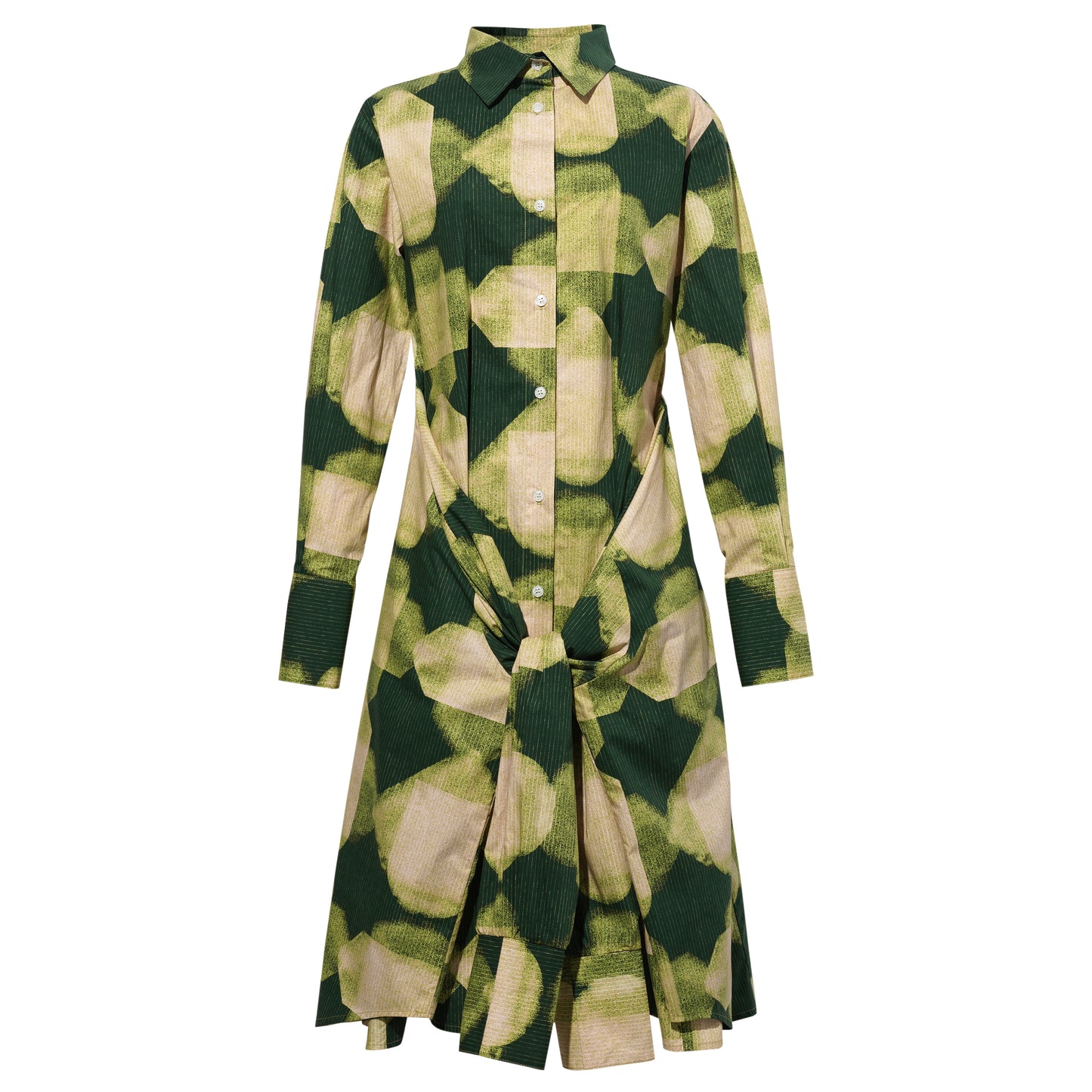 DOUBLE SLEEVE 2-WAY SHIRT DRESS / GREEN