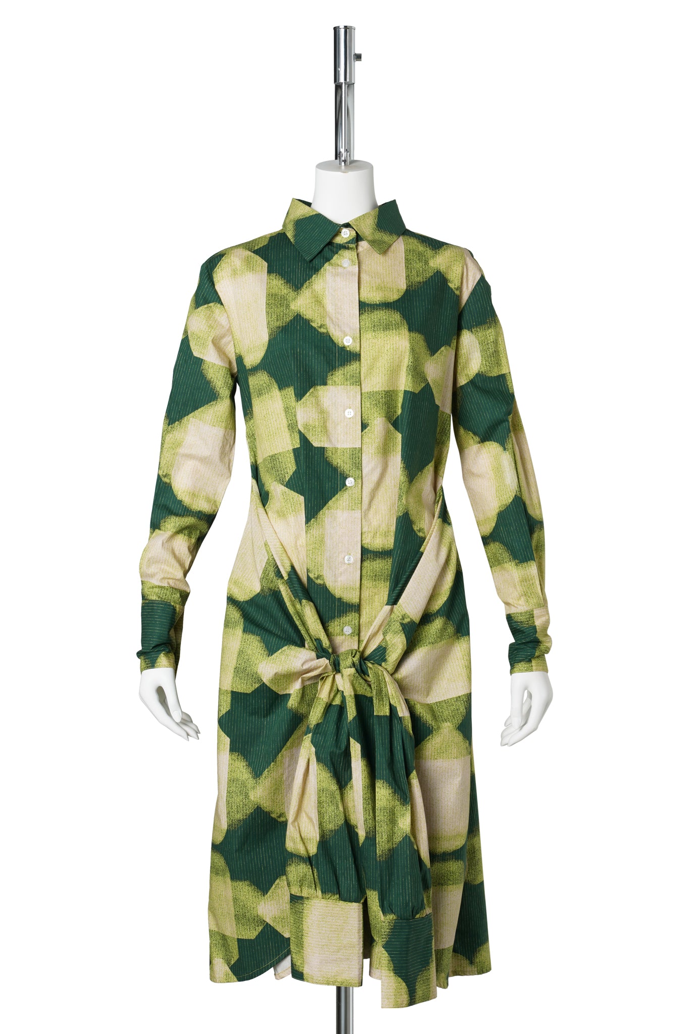 DOUBLE SLEEVE 2-WAY SHIRT DRESS / GREEN