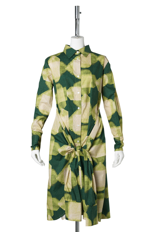 DOUBLE SLEEVE 2-WAY SHIRT DRESS / GREEN