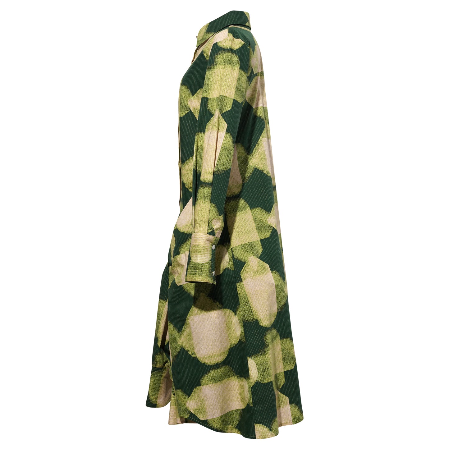 DOUBLE SLEEVE 2-WAY SHIRT DRESS / GREEN