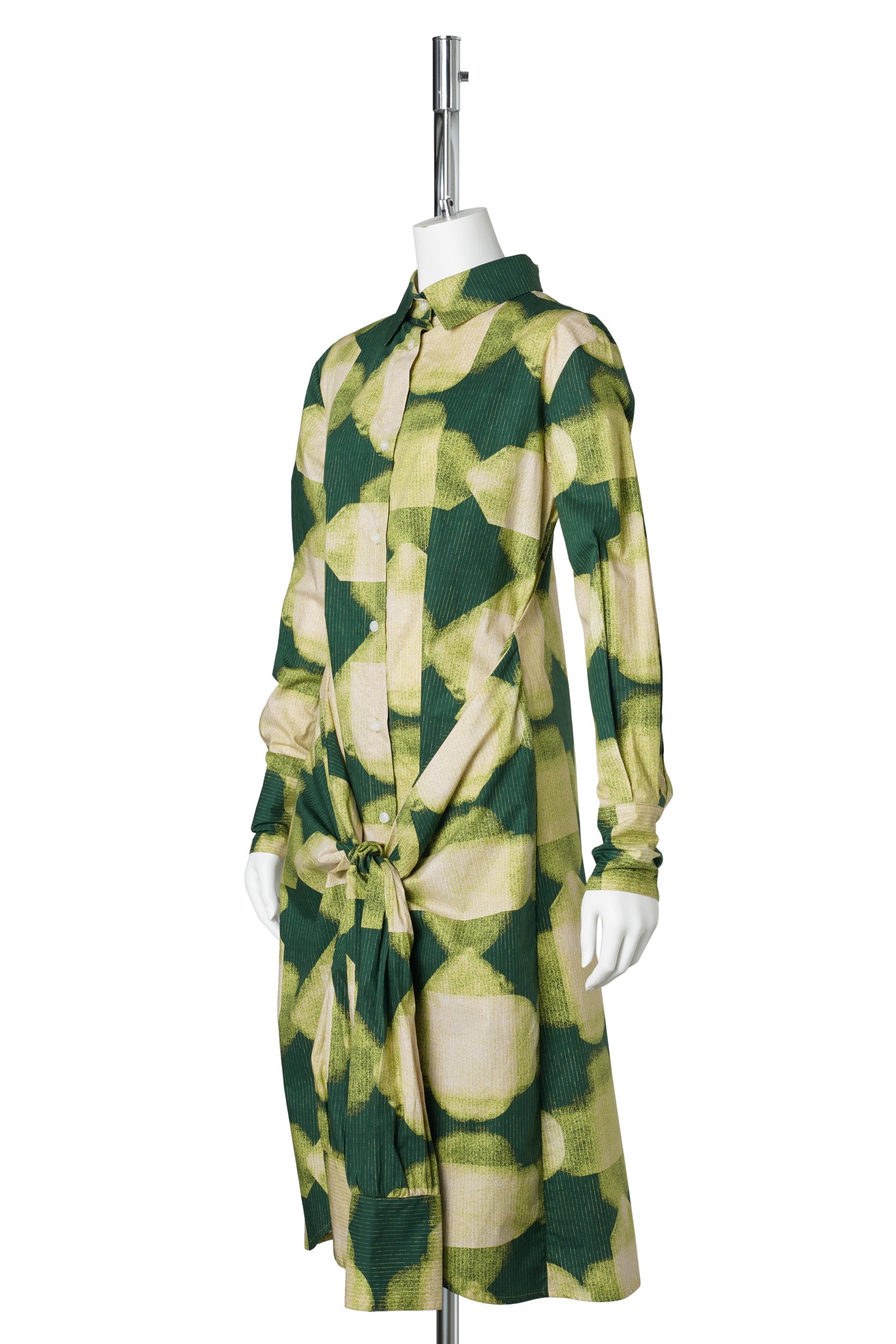 DOUBLE SLEEVE 2-WAY SHIRT DRESS / GREEN