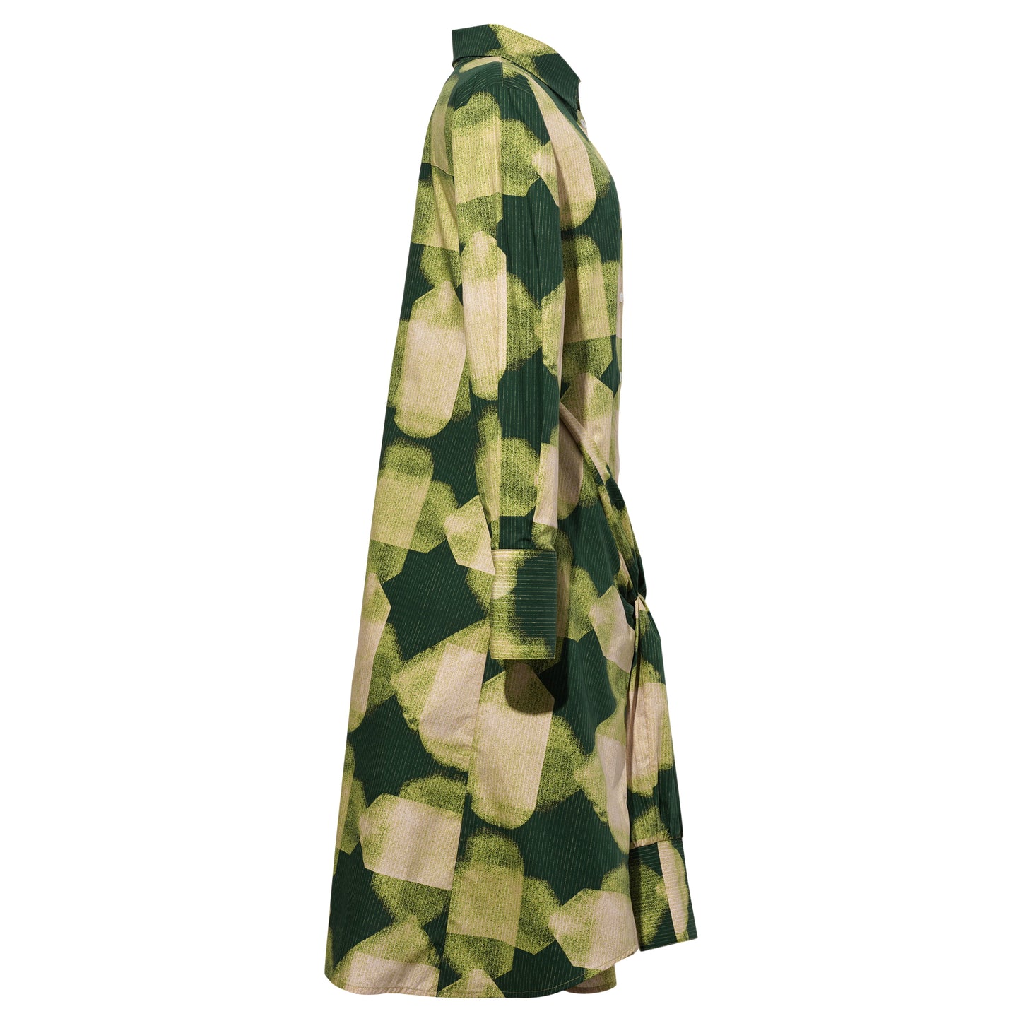 DOUBLE SLEEVE 2-WAY SHIRT DRESS / GREEN