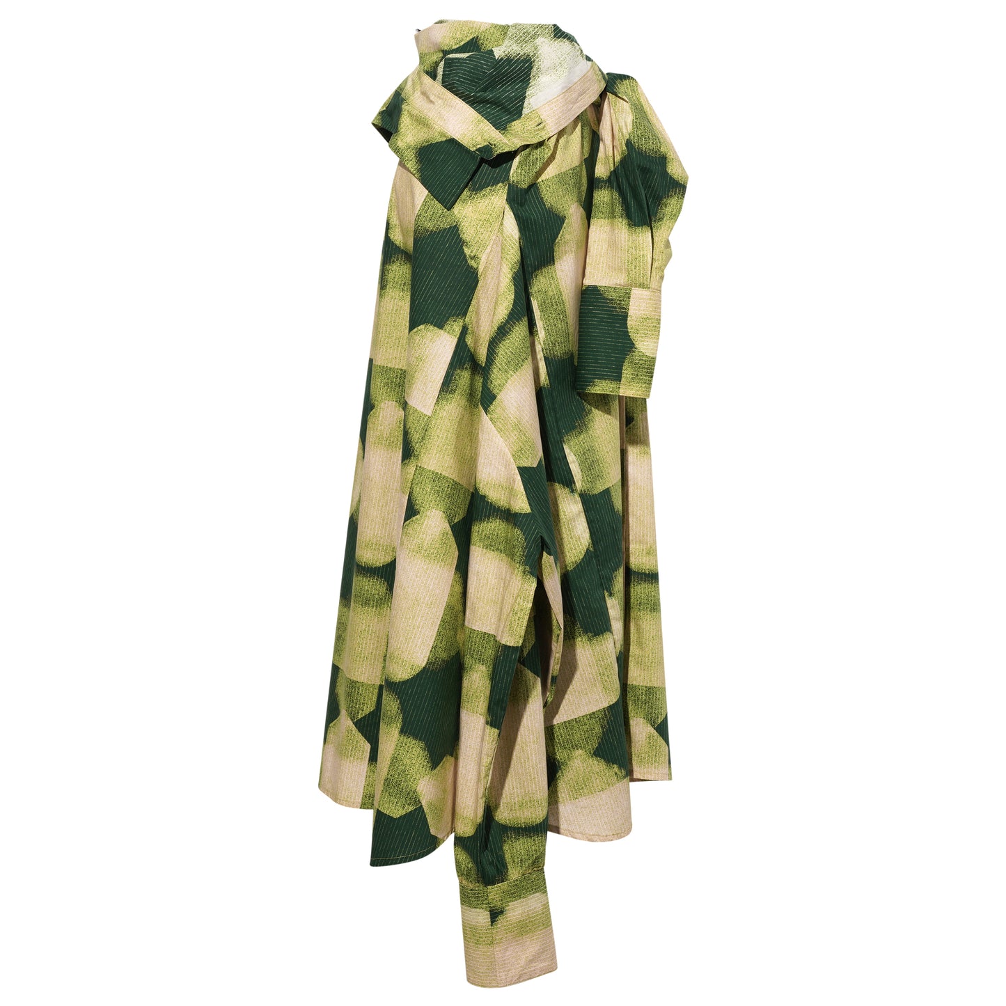 DOUBLE SLEEVE 2-WAY SHIRT DRESS / GREEN