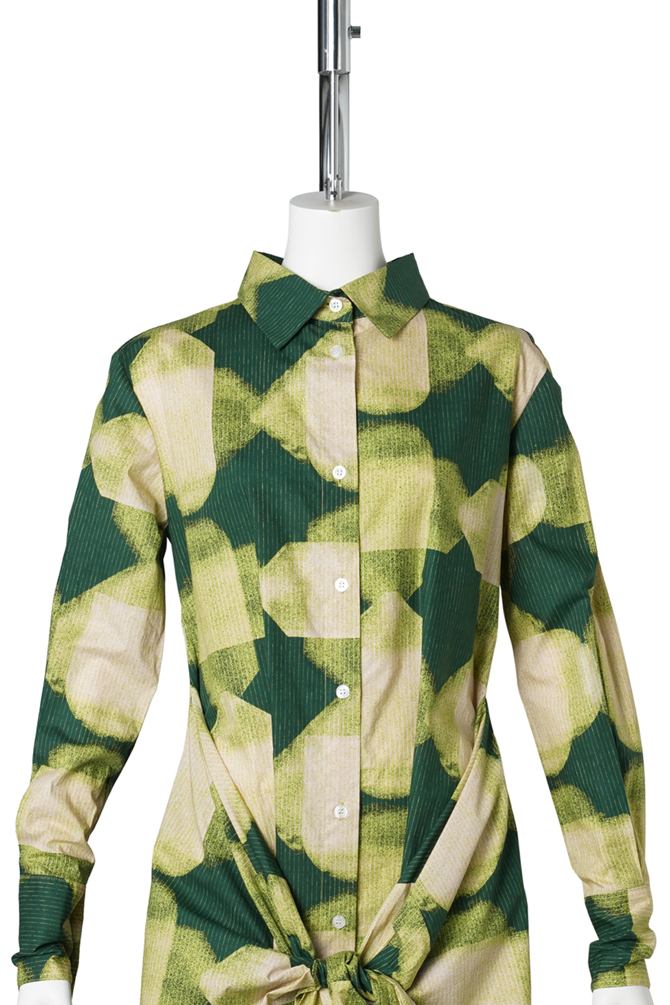 DOUBLE SLEEVE 2-WAY SHIRT DRESS / GREEN