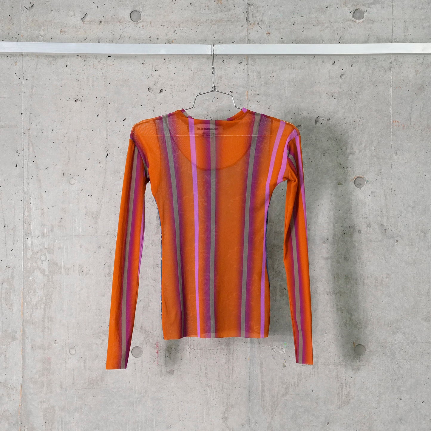 LONG SLEEVE MESH TOP / TEAL & ORANGE