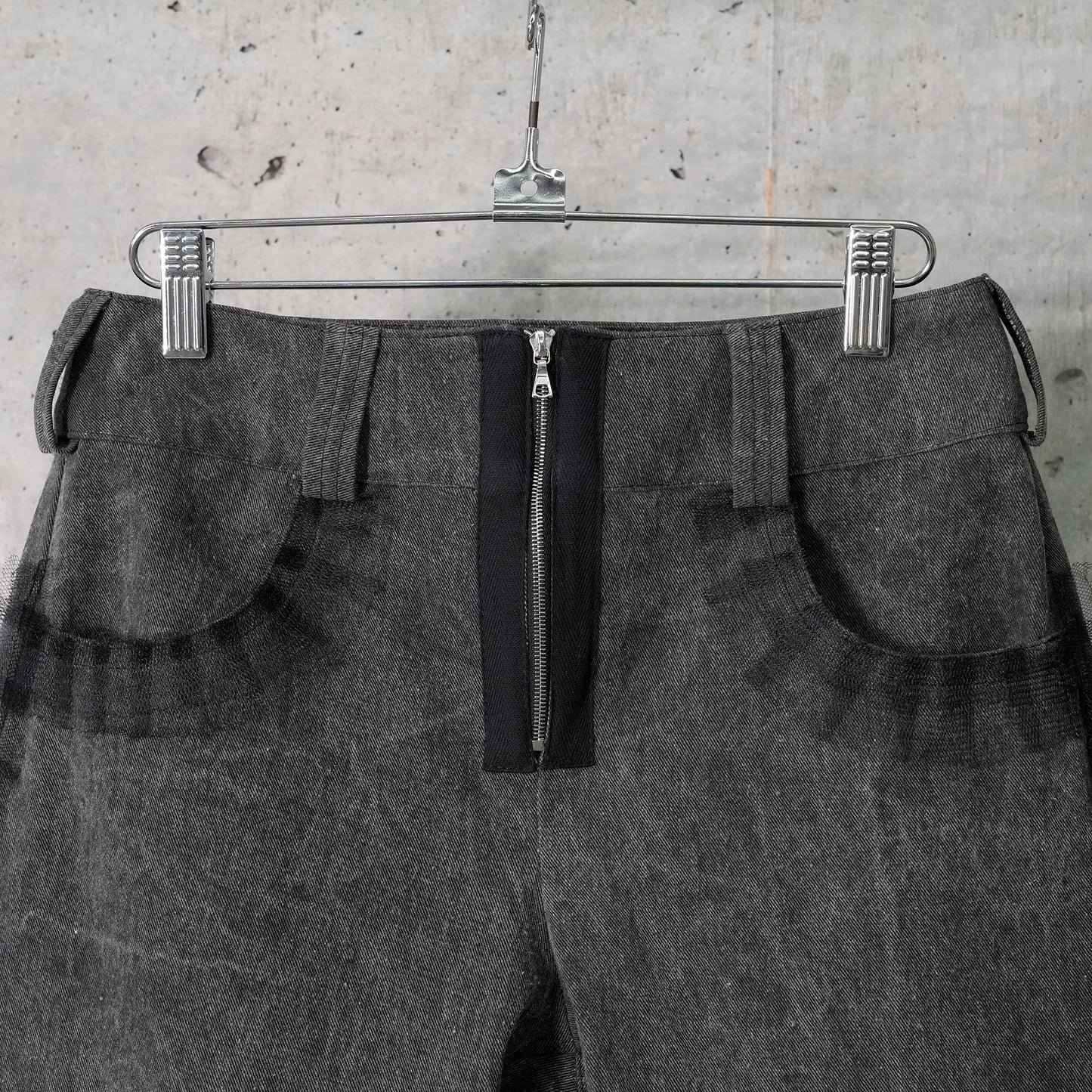 TULLE DENIM SHORTS / BLACK