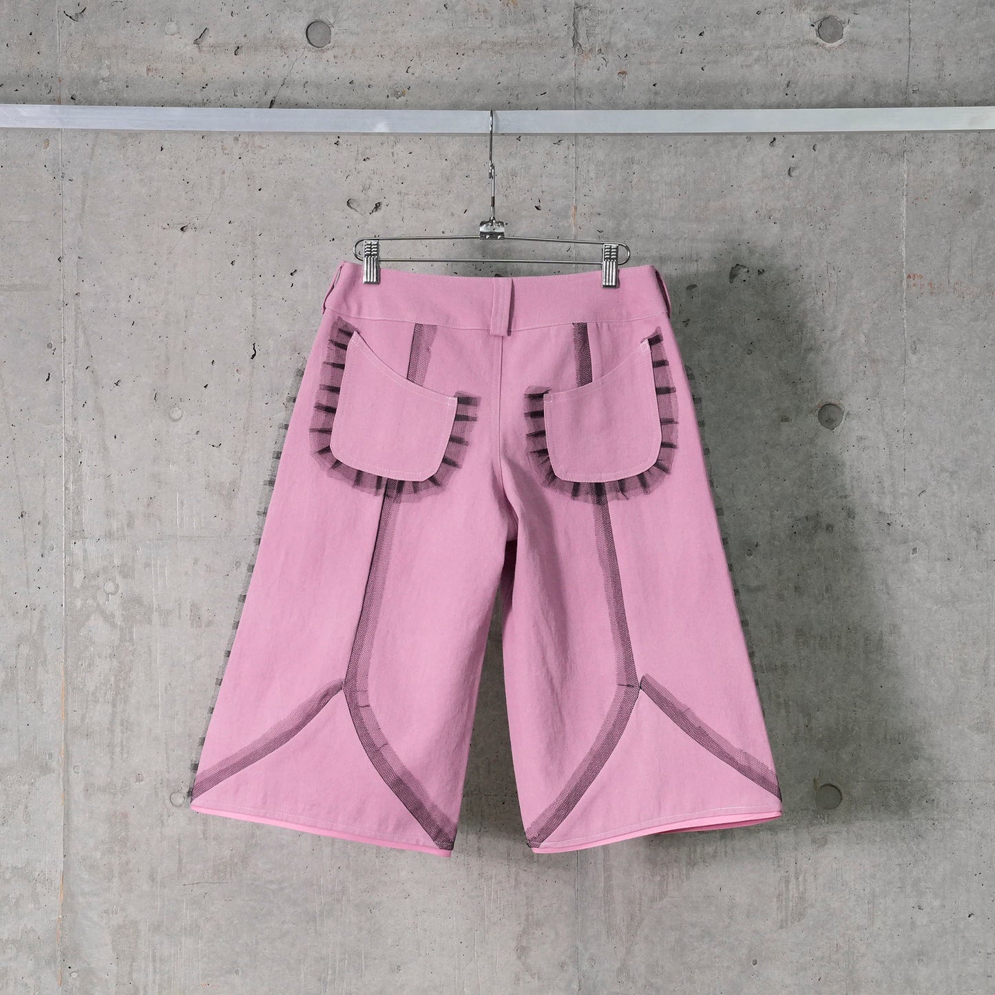 TULLE DENIM SHORTS / PINK