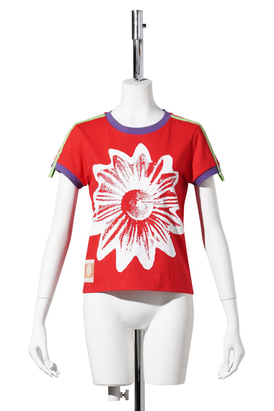 FLOWER PUNCH SHORT SLEEVE T-SHIRT / RED