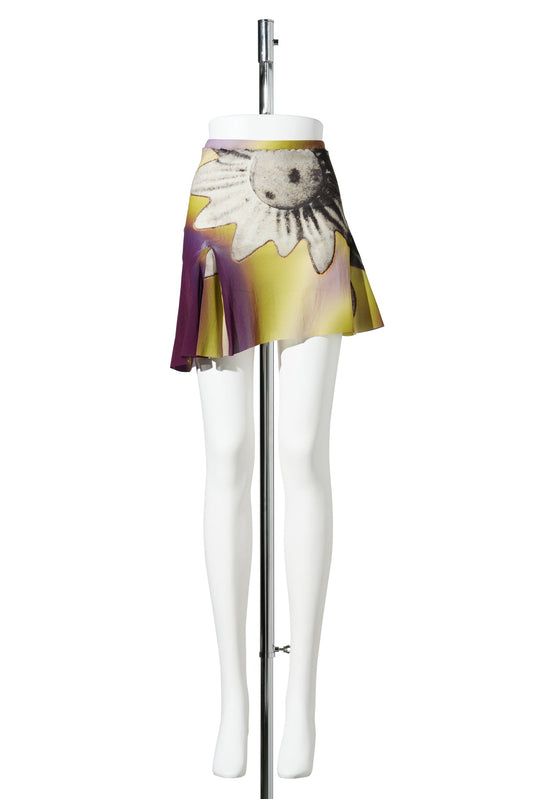 ACID FLOWER MESH MINI SKIRT / LIME/PURPLE