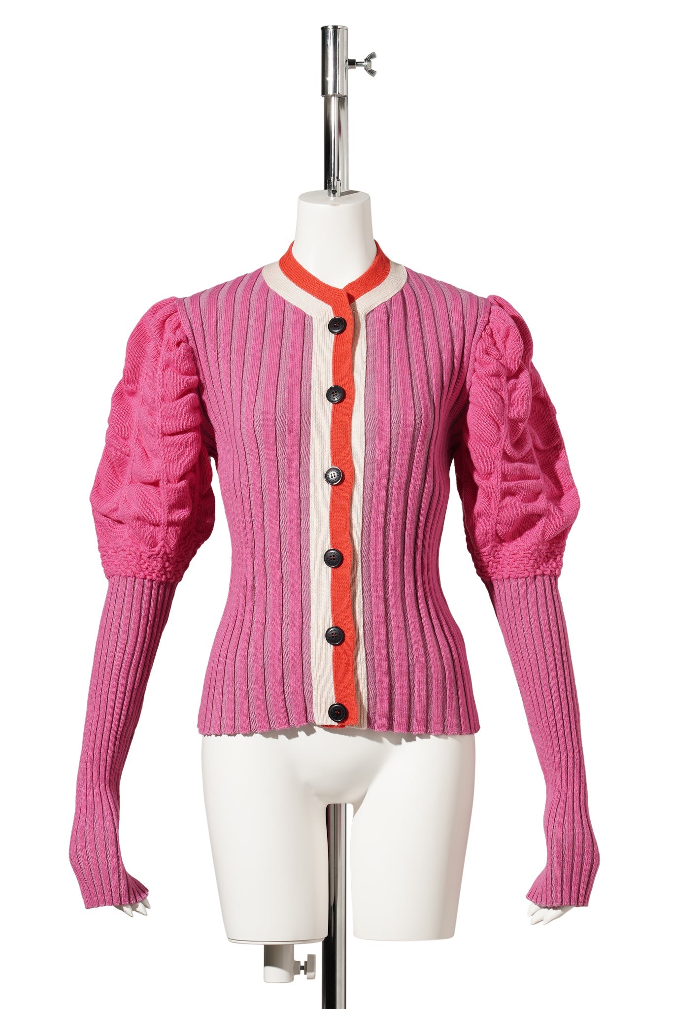 RIBBED CARDIGAN / PINK/ORANGE