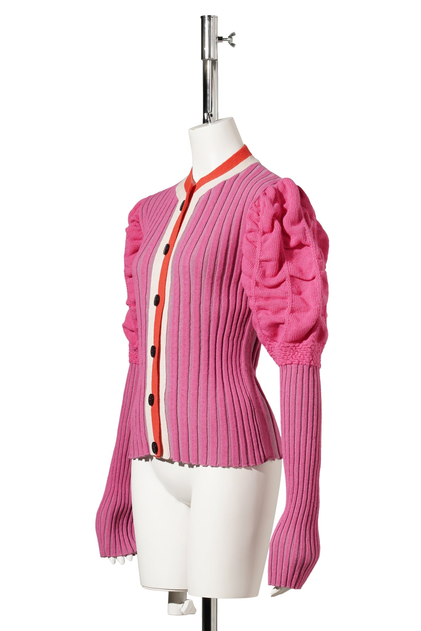 RIBBED CARDIGAN / PINK/ORANGE