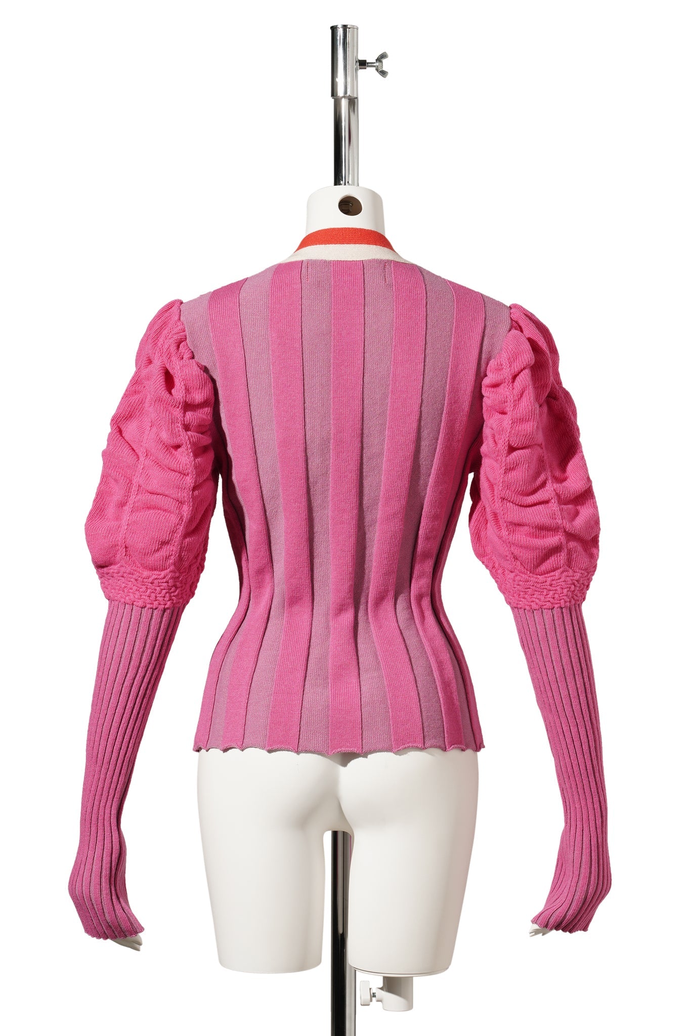 RIBBED CARDIGAN / PINK/ORANGE