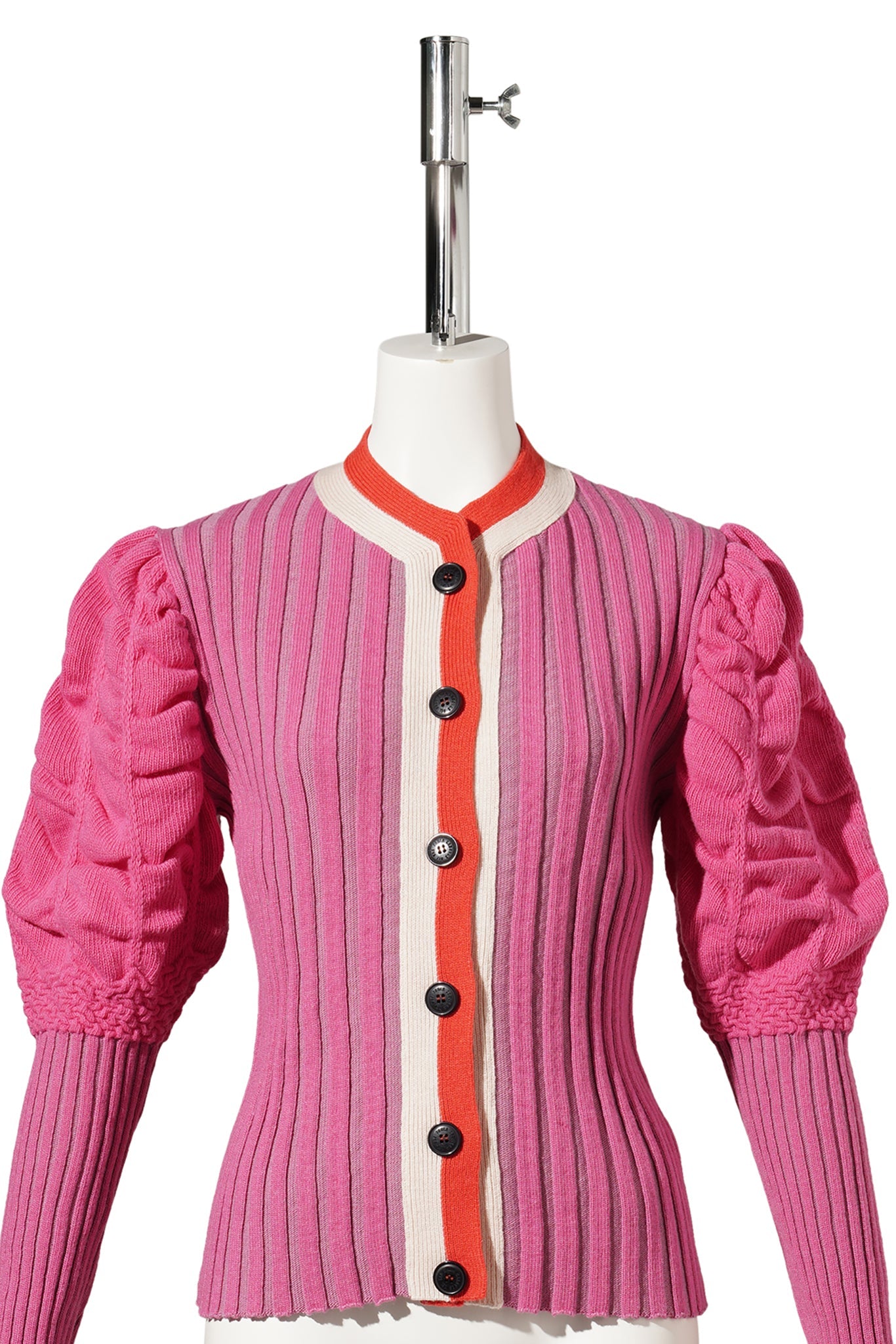 RIBBED CARDIGAN / PINK/ORANGE