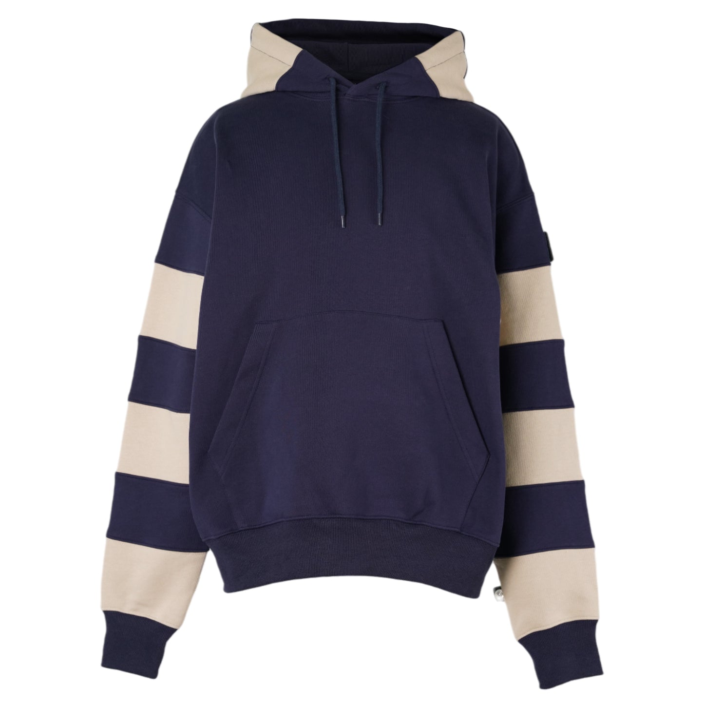 BORDER PATCH HOODIE / B:NAVY x WHITE