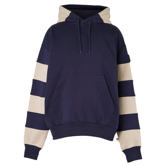 BORDER PATCH HOODIE / B:NAVY x WHITE