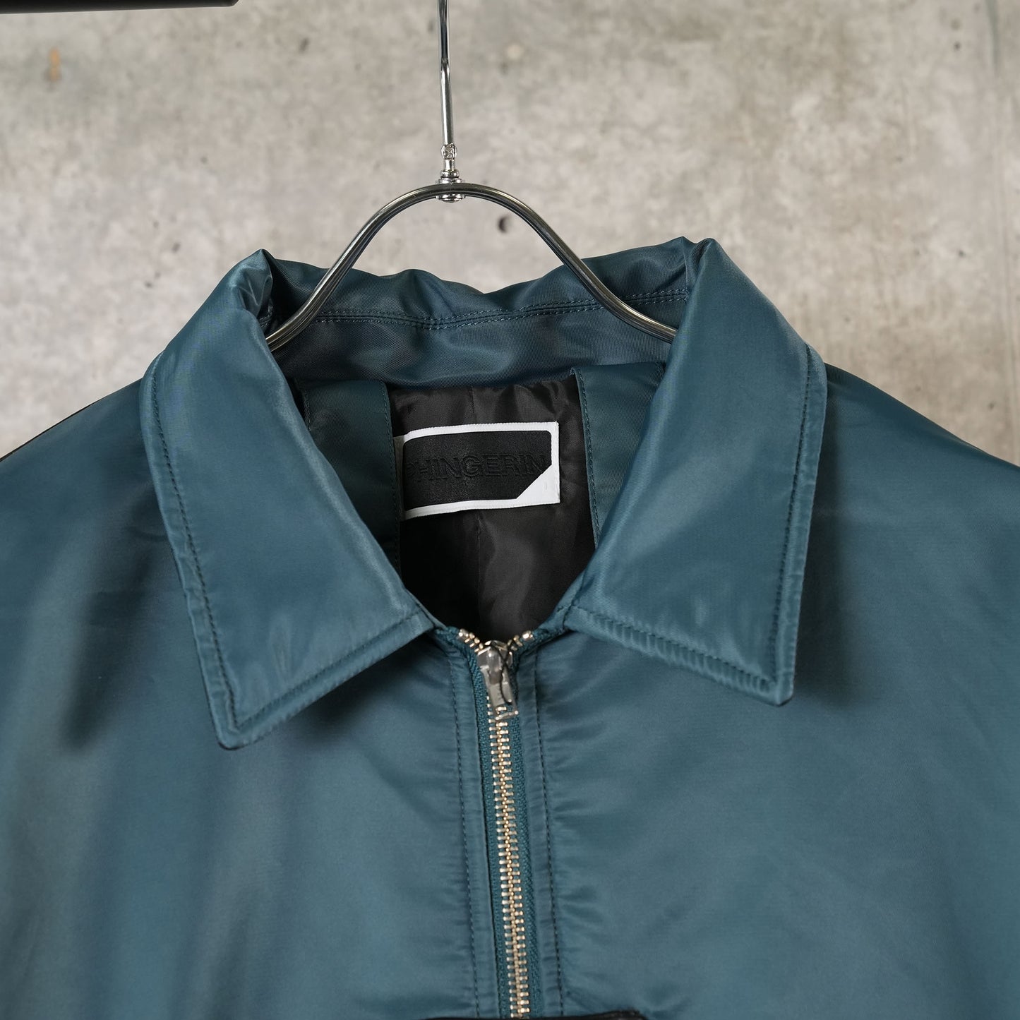 PART LEATHER TRUCKER JACKET / A:NAVY GREEN