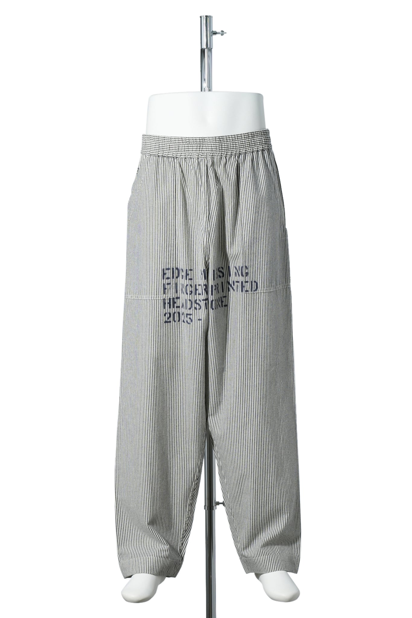 HAND-STENCILED NIGHT PANTS STRIPE / OFF WHITE