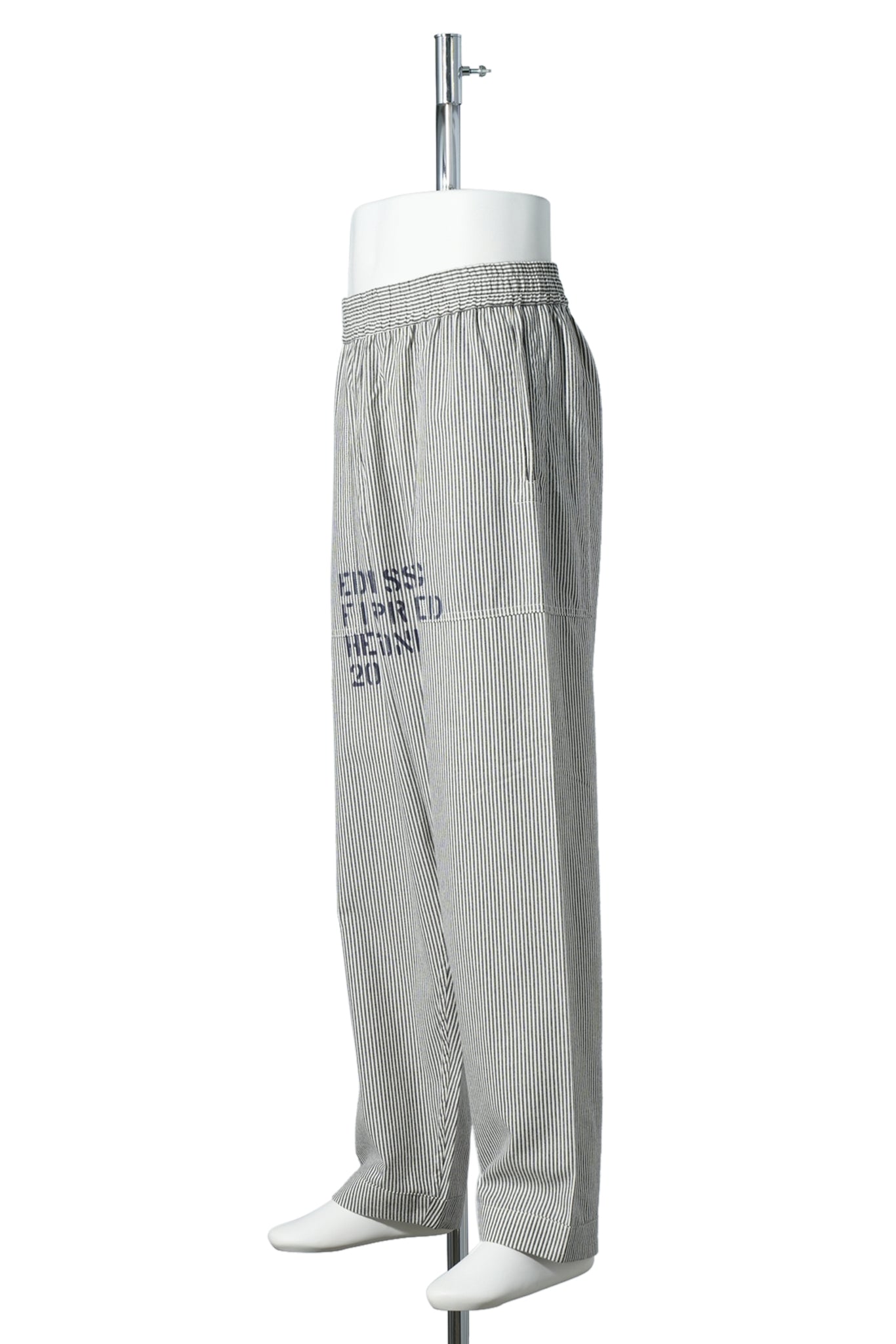 HAND-STENCILED NIGHT PANTS STRIPE / OFF WHITE