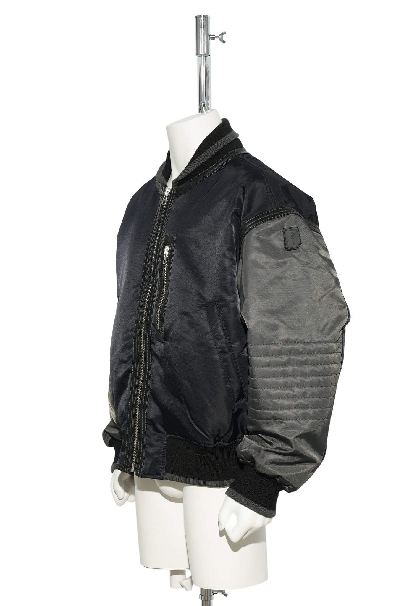 TRIM LEATHER BOMBER JACKET / BLACK