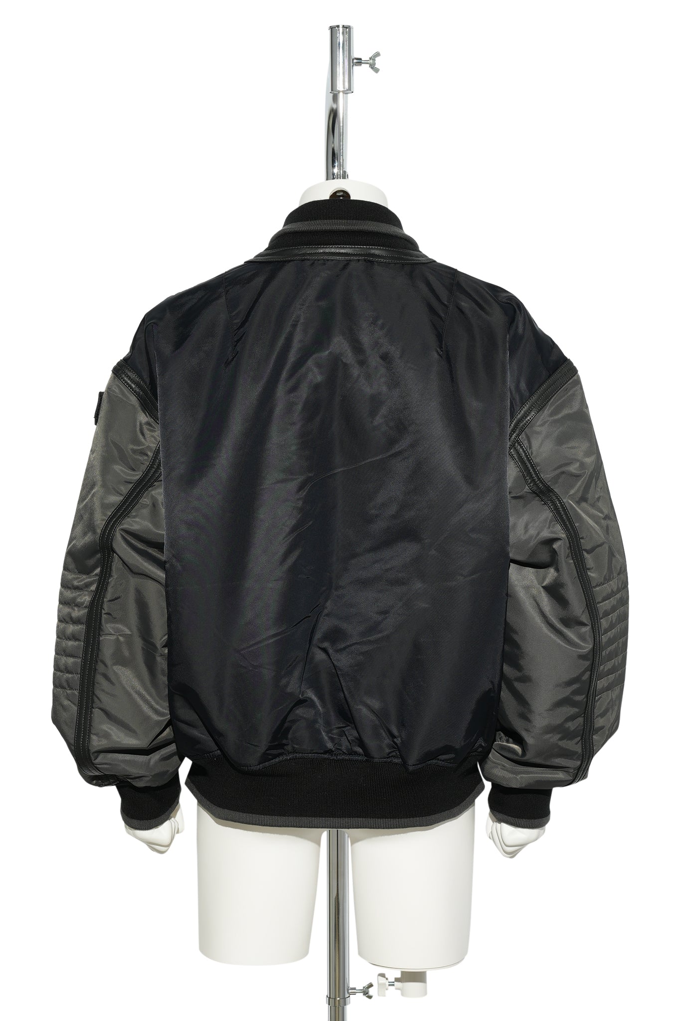 TRIM LEATHER BOMBER JACKET / BLACK
