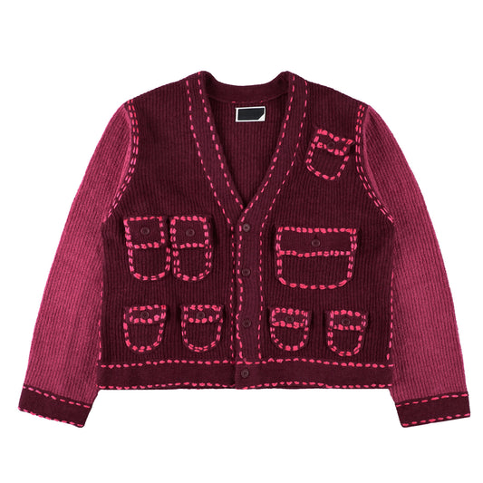 PG1 POCKET CARDIGAN / BURGUNDY