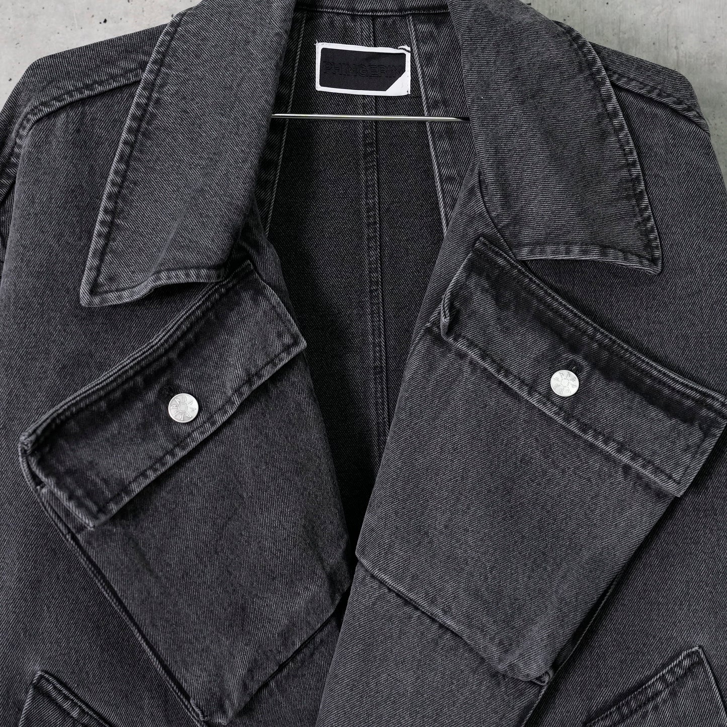 DENIM TWIN SHORT COAT / C:BLACK