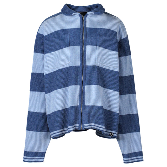 CORDY KNIT JACKET STRIPE / A:BLUE