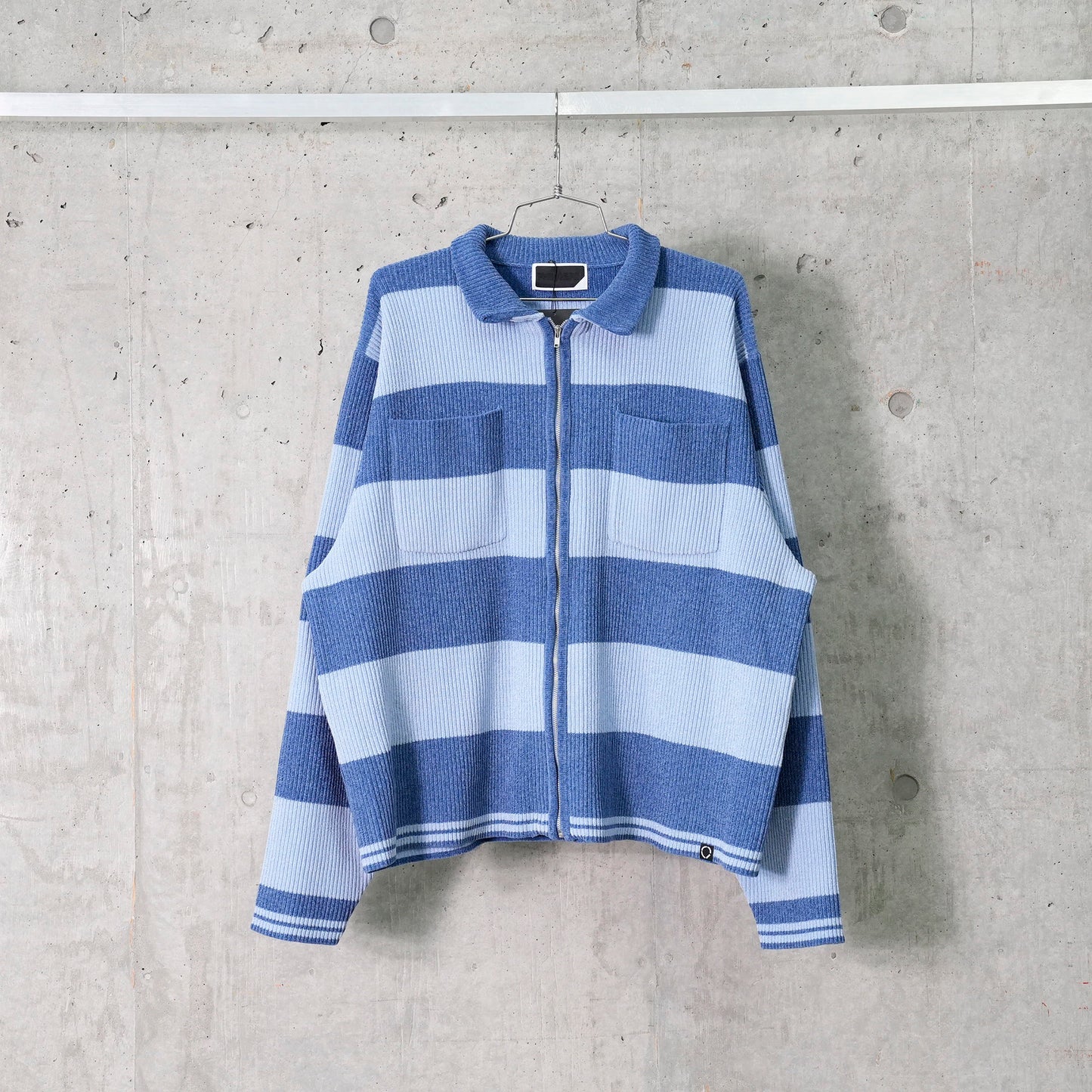 CORDY KNIT JACKET STRIPE / A:BLUE