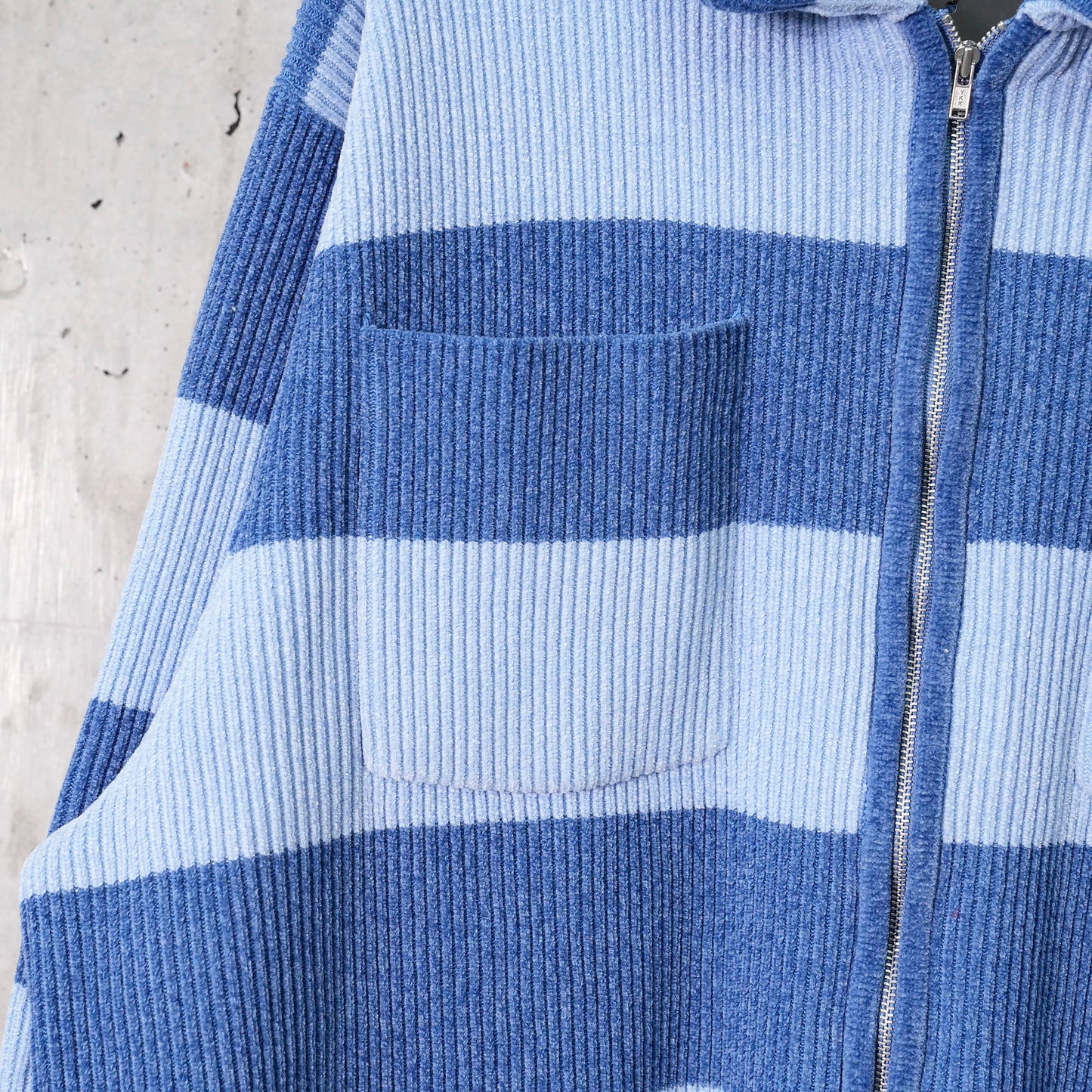 CORDY KNIT JACKET STRIPE / A:BLUE