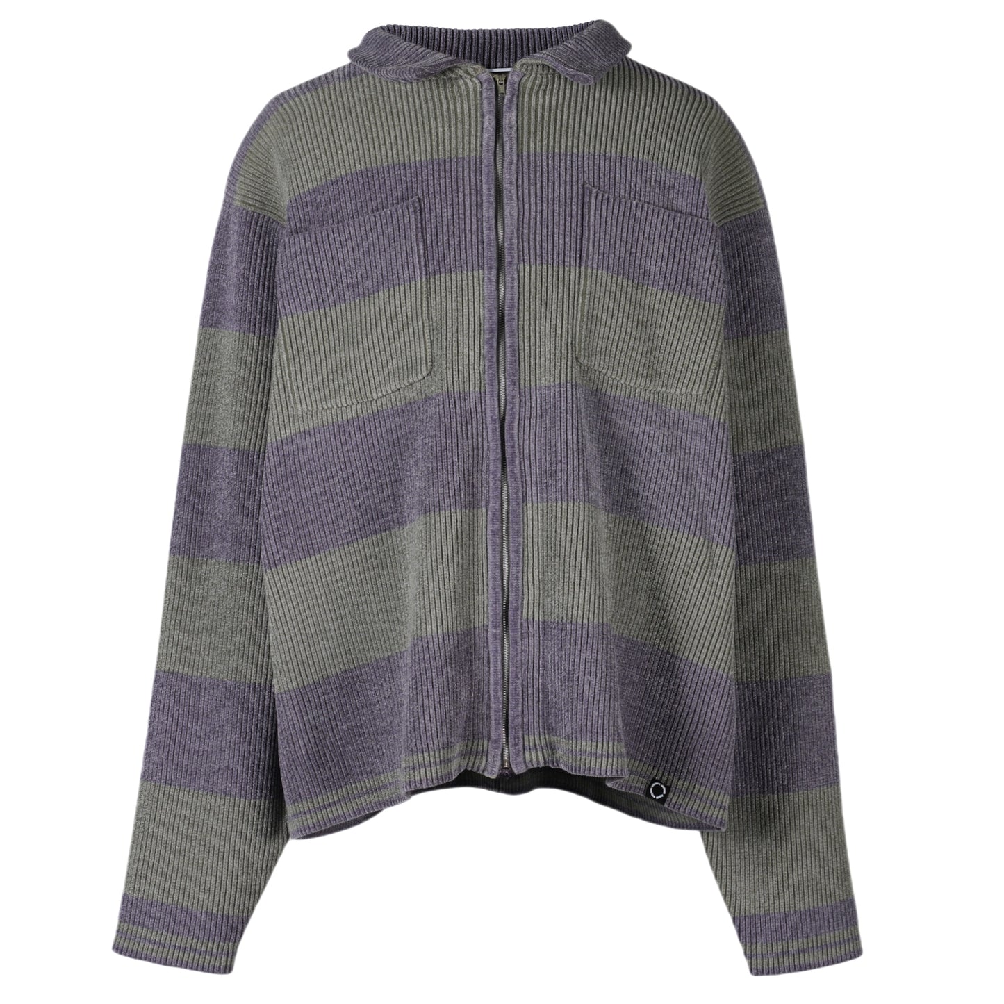 CORDY KNIT JACKET STRIPE / B:GREY