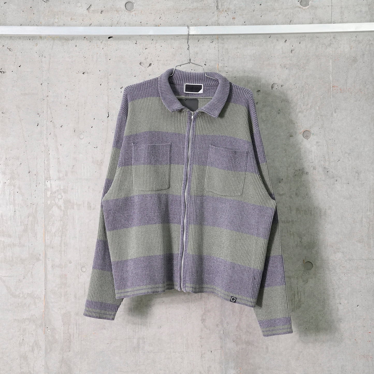 CORDY KNIT JACKET STRIPE / B:GREY