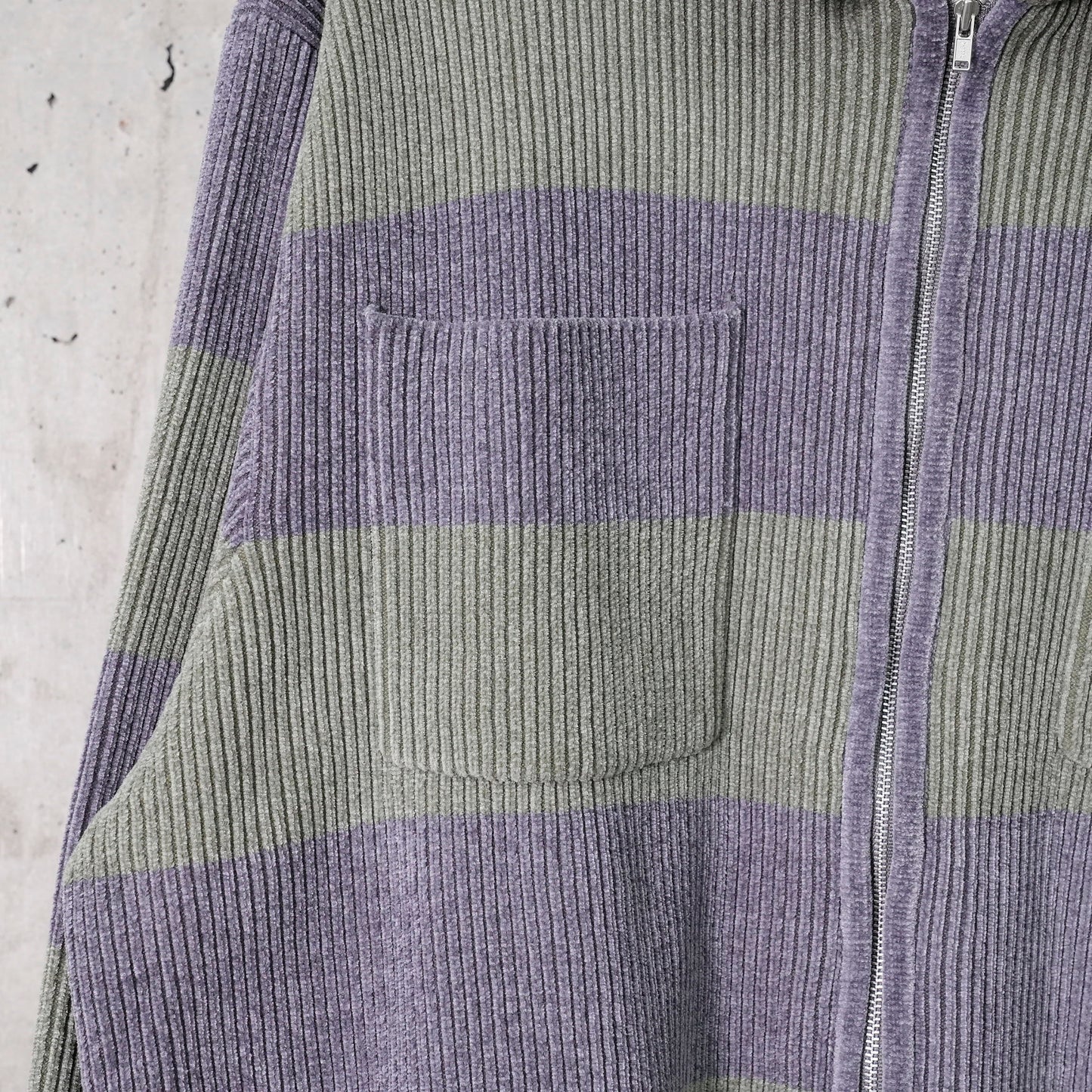 CORDY KNIT JACKET STRIPE / B:GREY