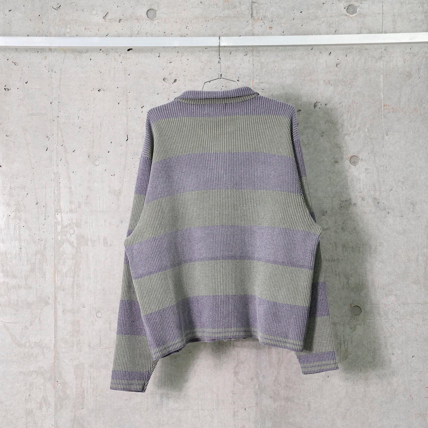 CORDY KNIT JACKET STRIPE / B:GREY