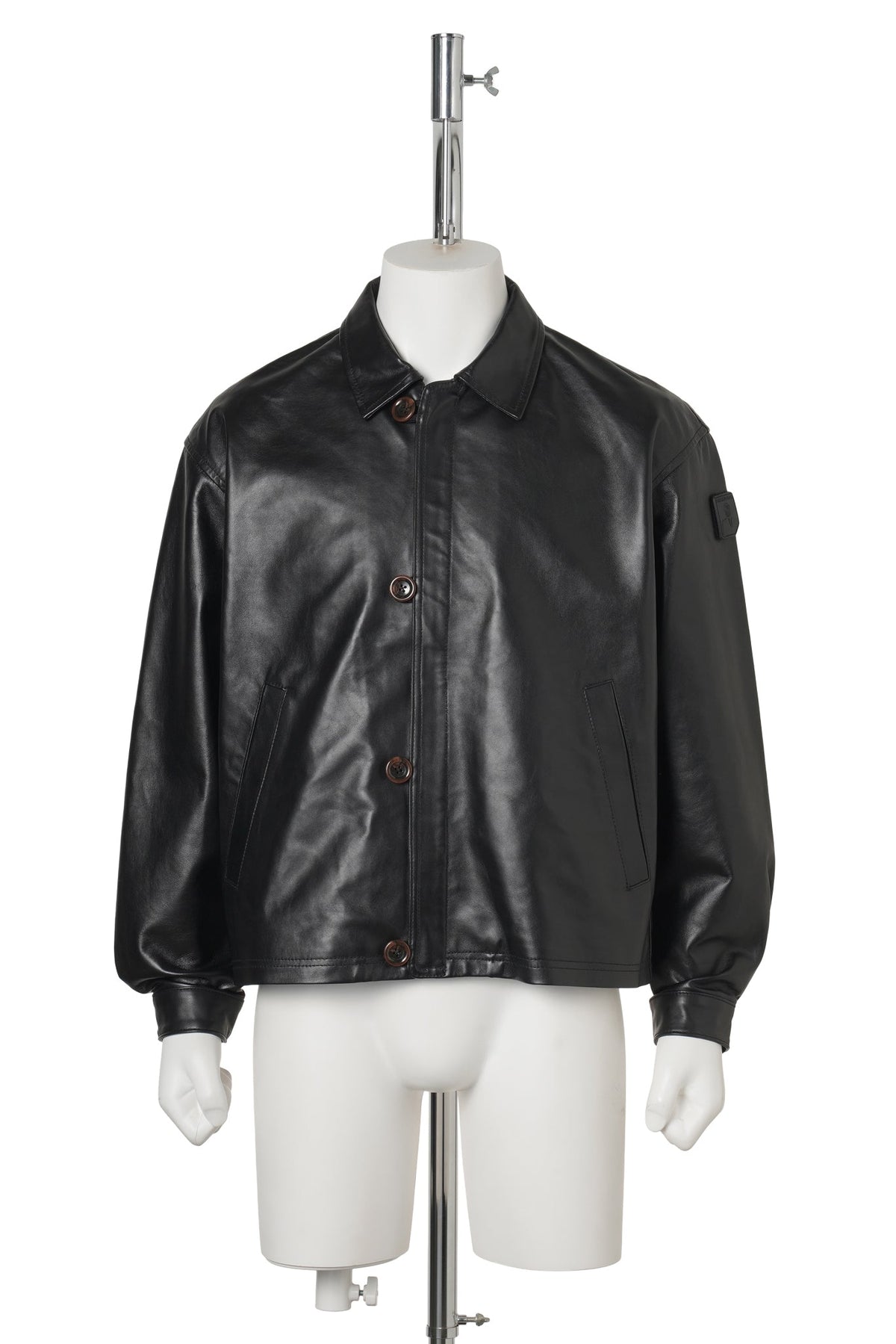 LOOP FRONT LEATHER JACKET / BLACK