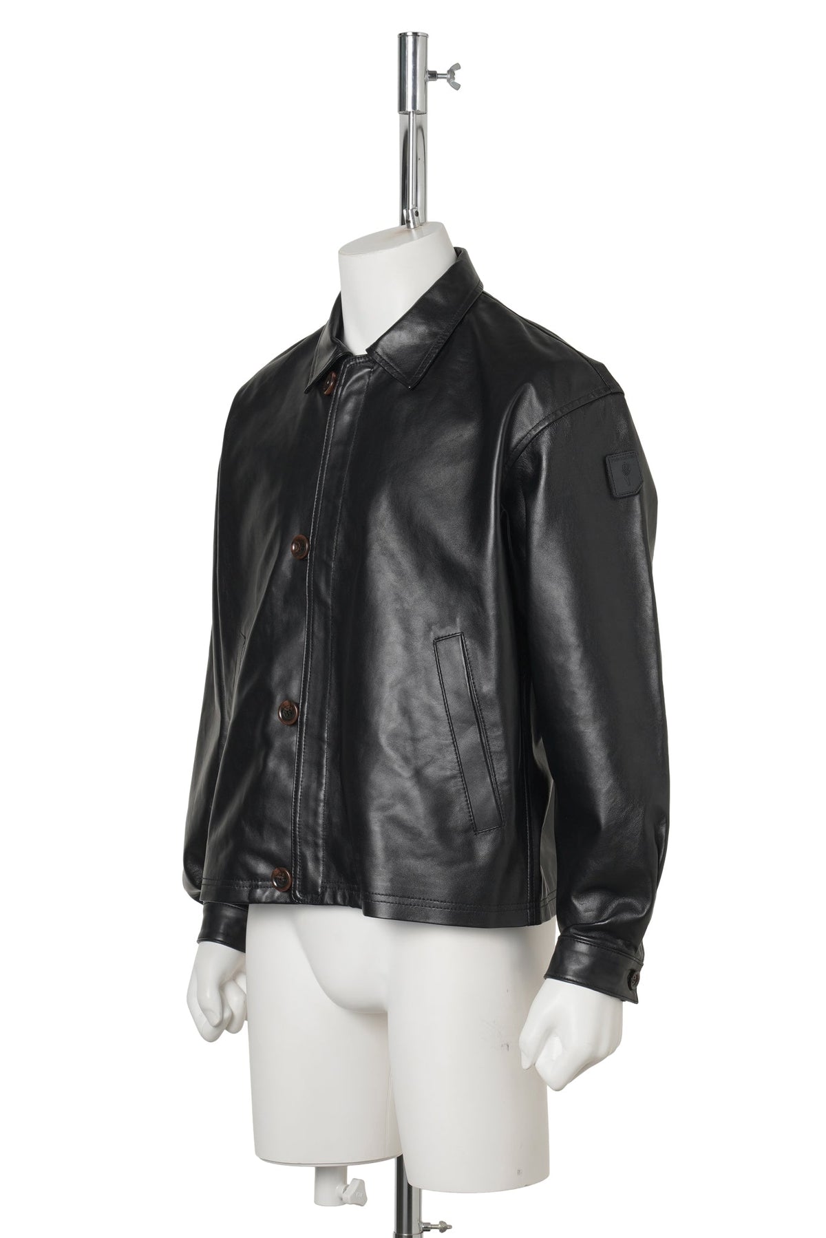 LOOP FRONT LEATHER JACKET / BLACK