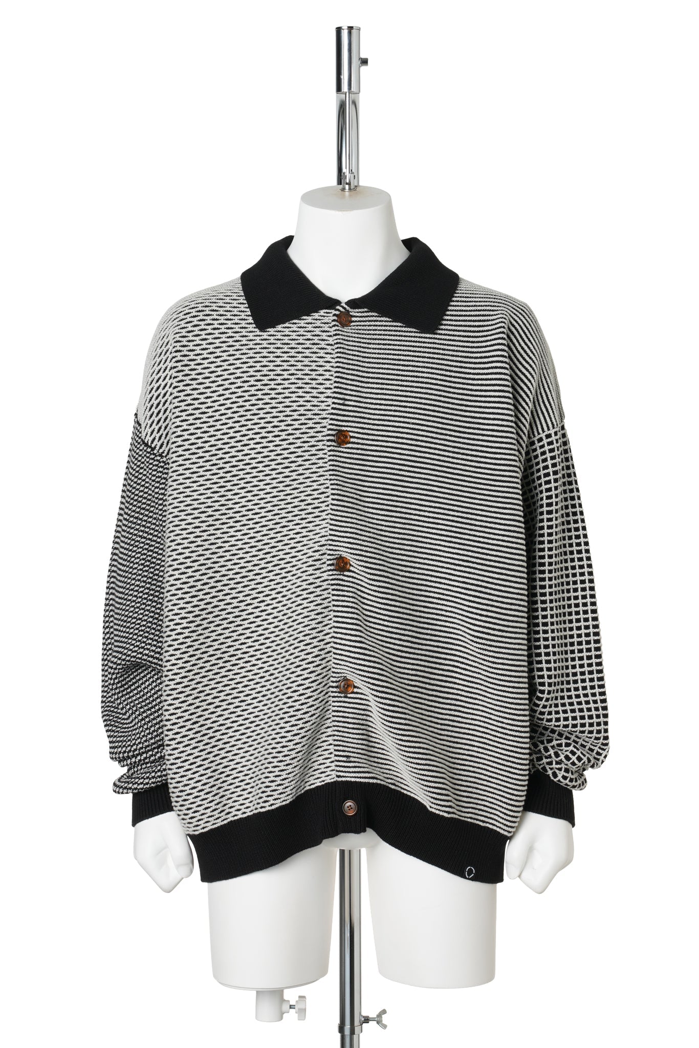 MULTI KNIT SHIRT JACKET / BLACK x WHITE