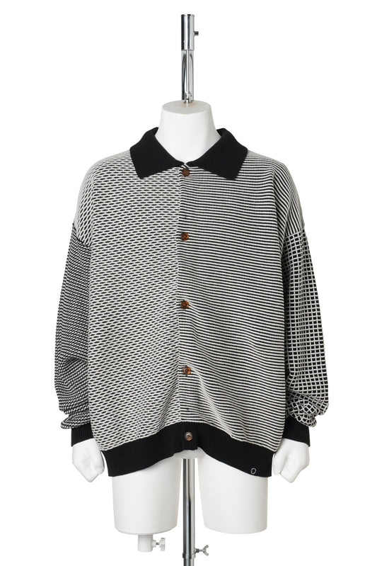 MULTI KNIT SHIRT JACKET / BLACK x WHITE