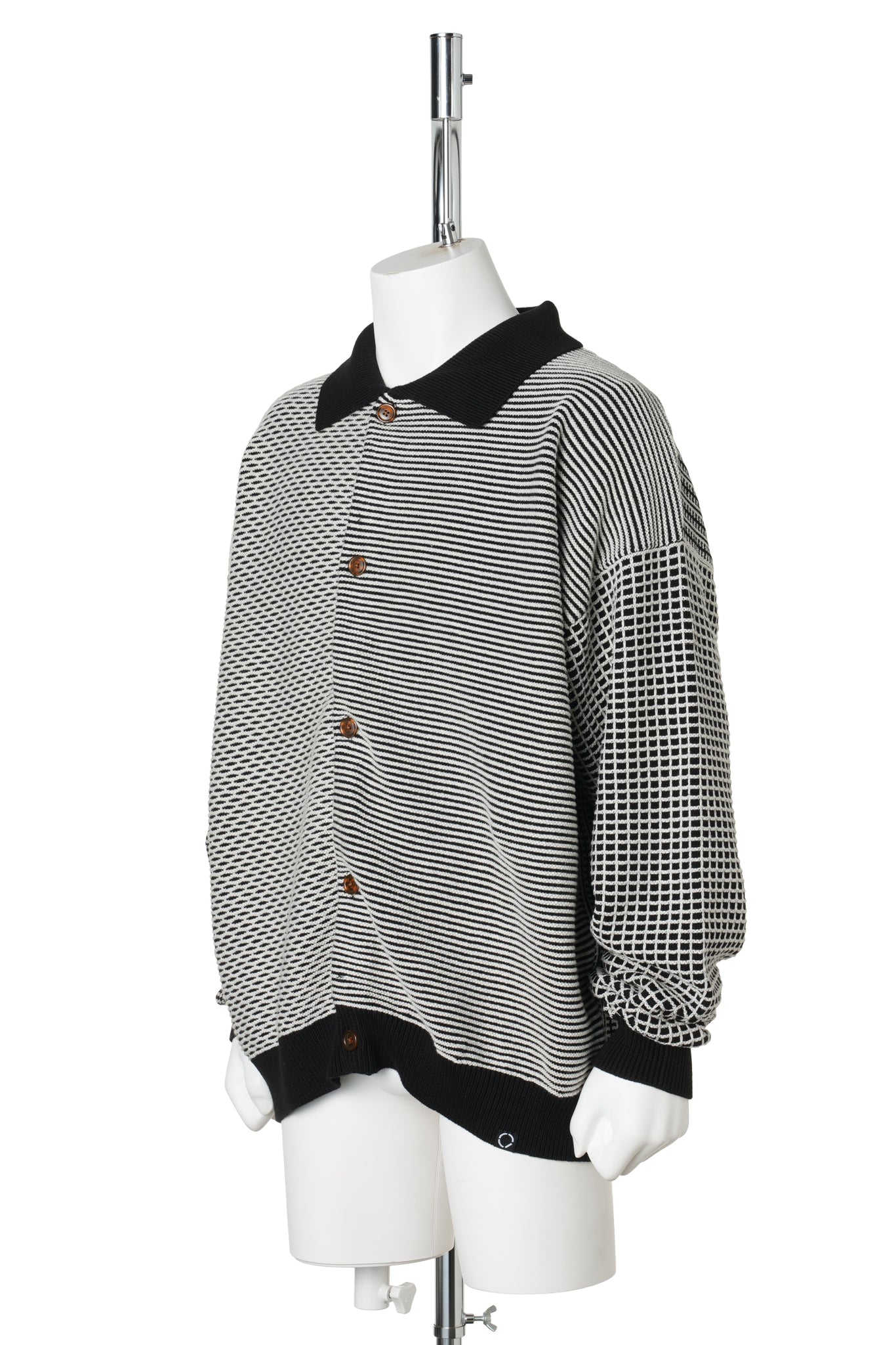MULTI KNIT SHIRT JACKET / BLACK x WHITE