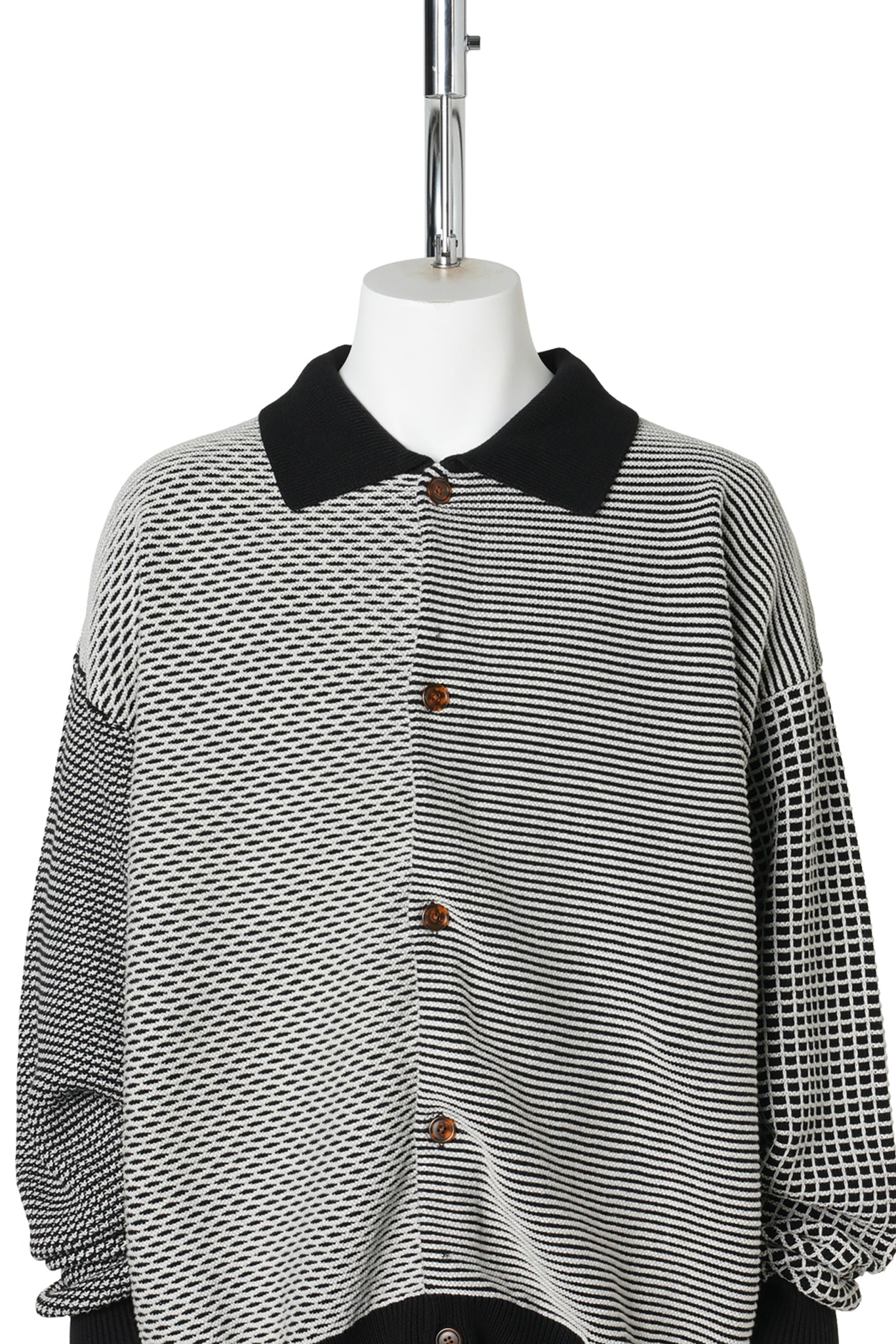MULTI KNIT SHIRT JACKET / BLACK x WHITE