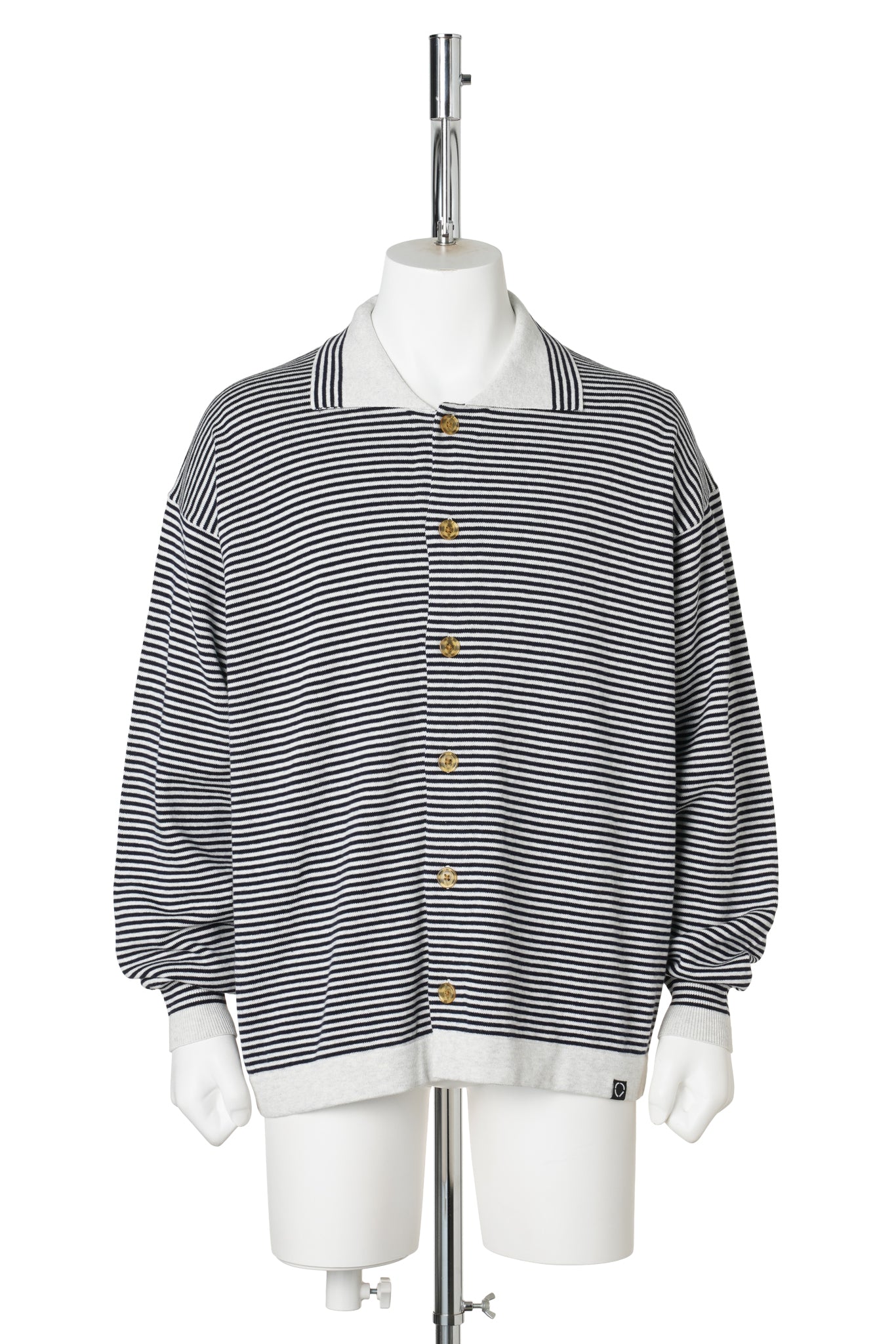 STRIPE KNIT SHIRT / HEATHER GREY x NAVY