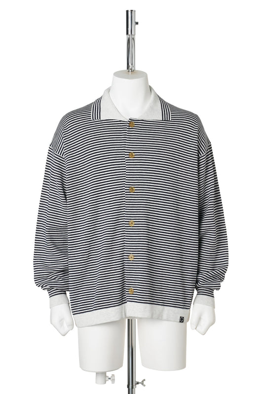 STRIPE KNIT SHIRT / HEATHER GREY x NAVY