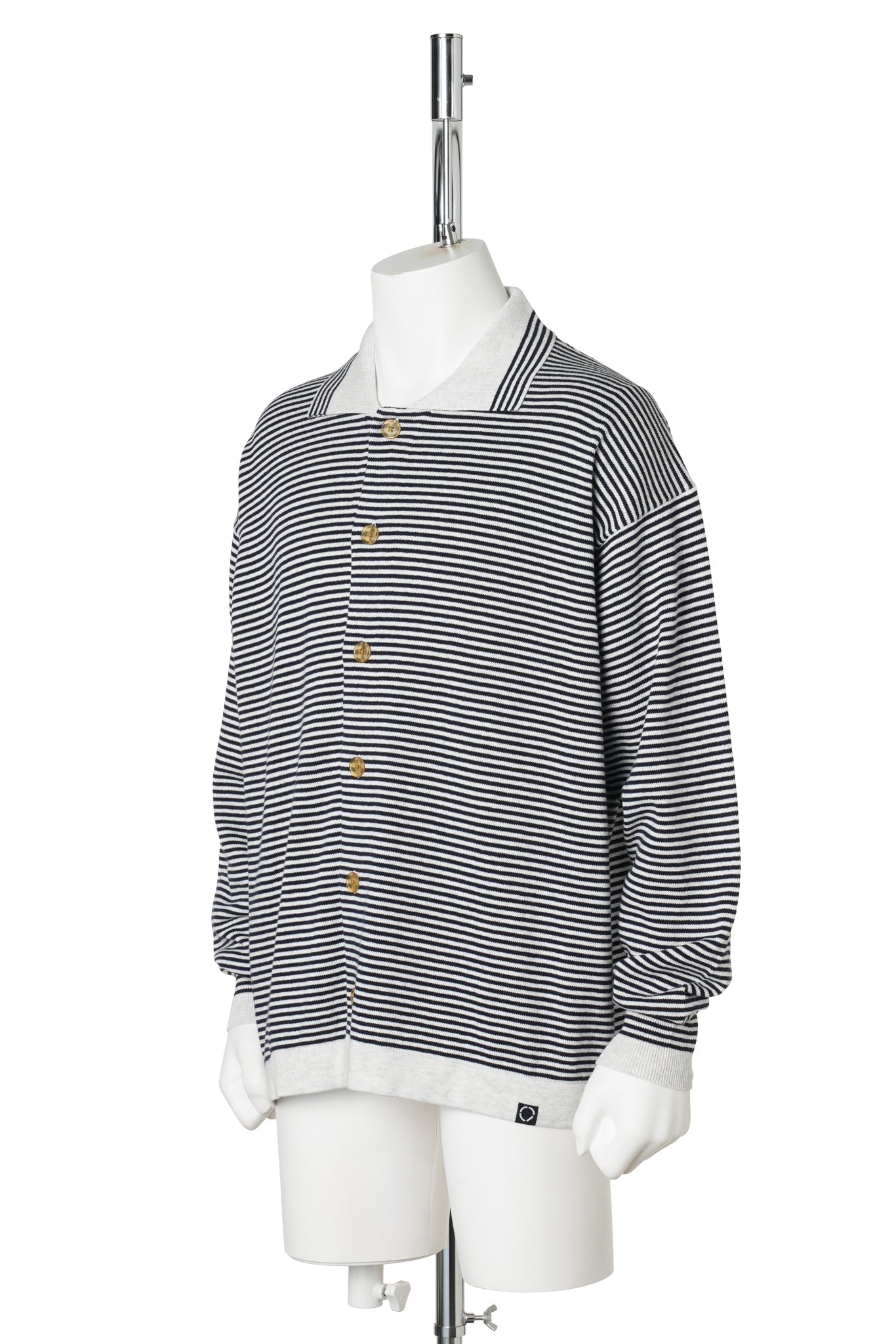 STRIPE KNIT SHIRT / HEATHER GREY x NAVY