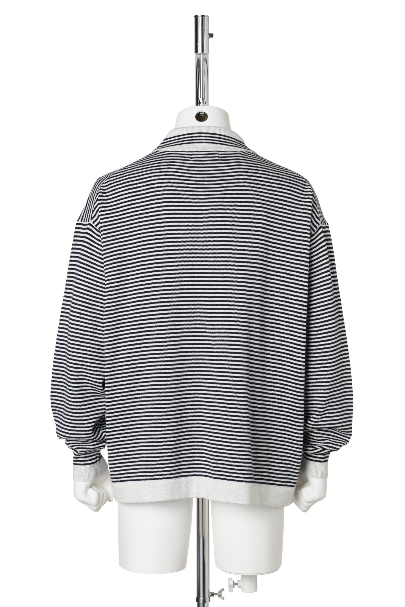 STRIPE KNIT SHIRT / HEATHER GREY x NAVY