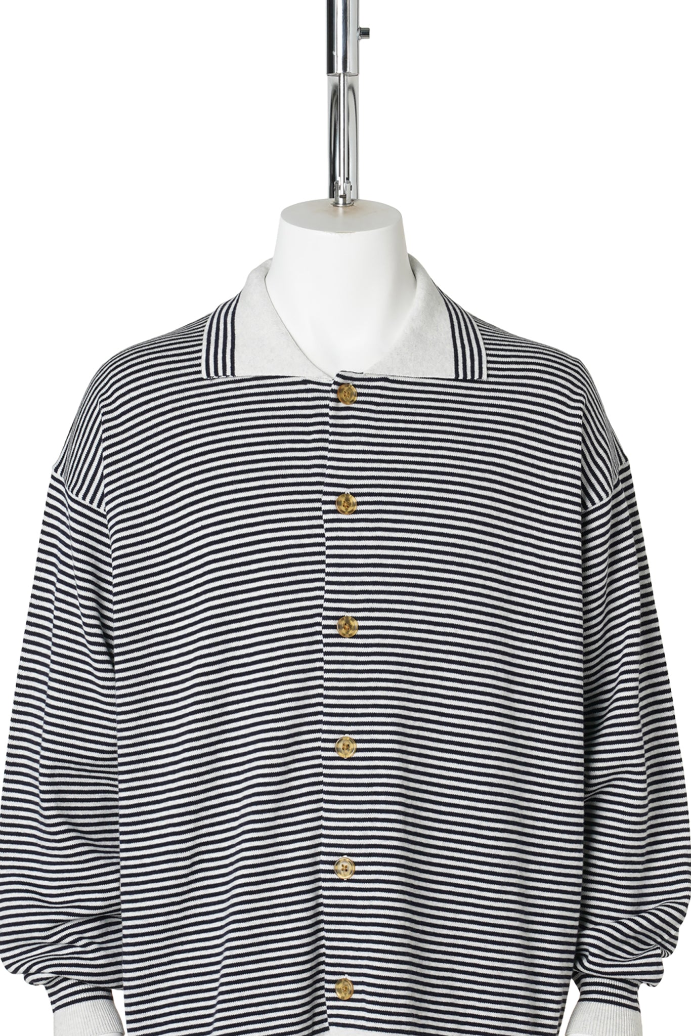 STRIPE KNIT SHIRT / HEATHER GREY x NAVY