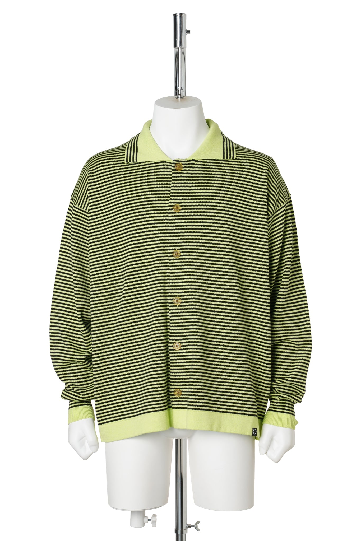 STRIPE KNIT SHIRT / LIME YELLOW x BLACK