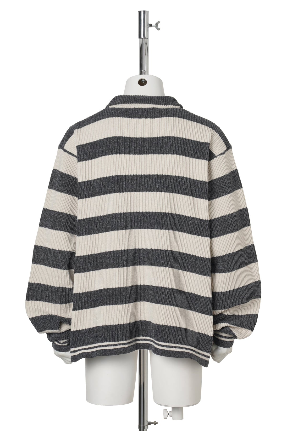 CORDY KNIT JACKET STRIPE / WHITE x CHARCOAL