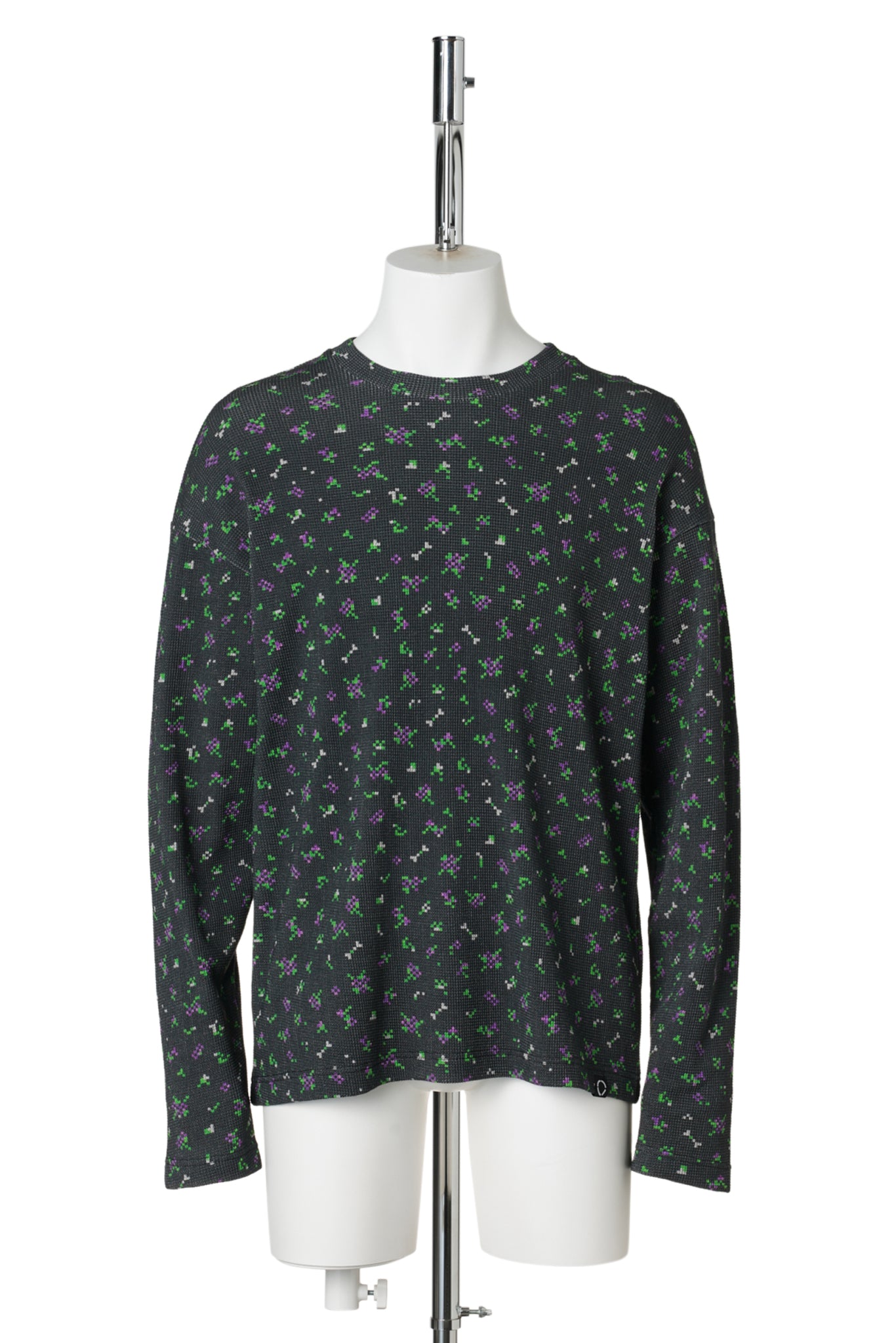 FLOWER L/S WAFFLE THERMAL / BLACK