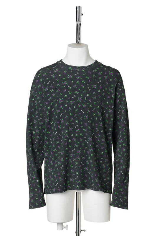 FLOWER L/S WAFFLE THERMAL / BLACK