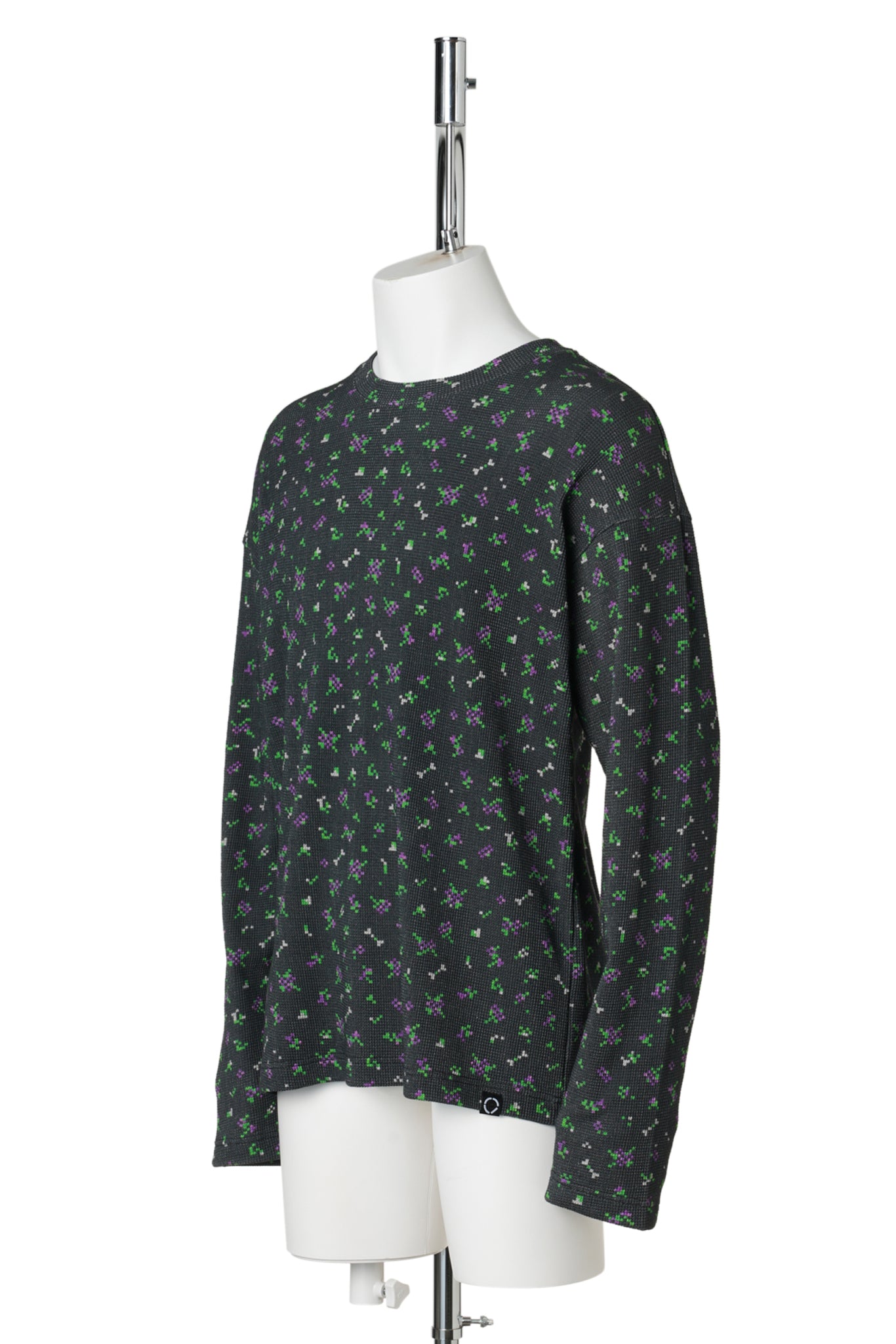 FLOWER L/S WAFFLE THERMAL / BLACK