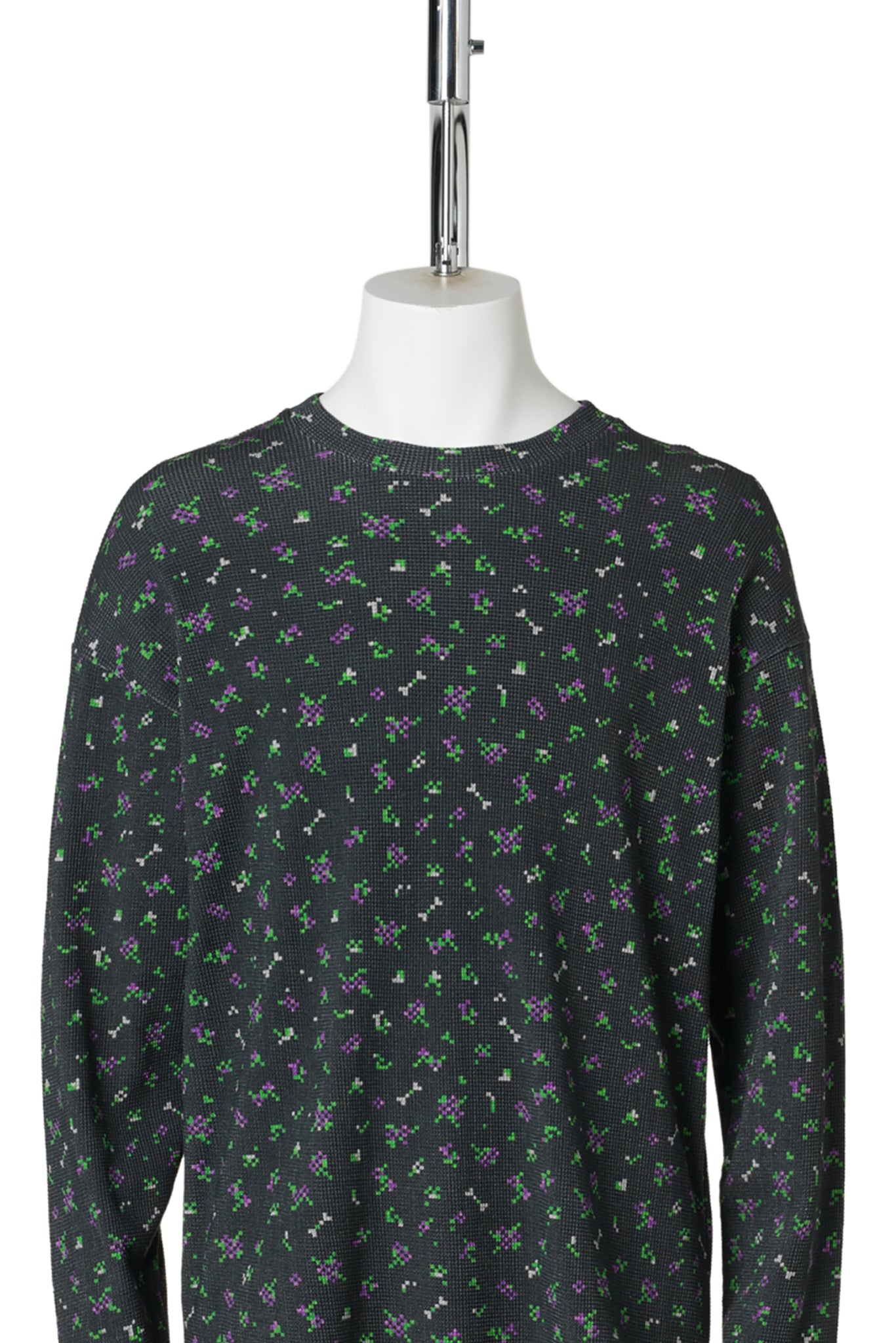 FLOWER L/S WAFFLE THERMAL / BLACK